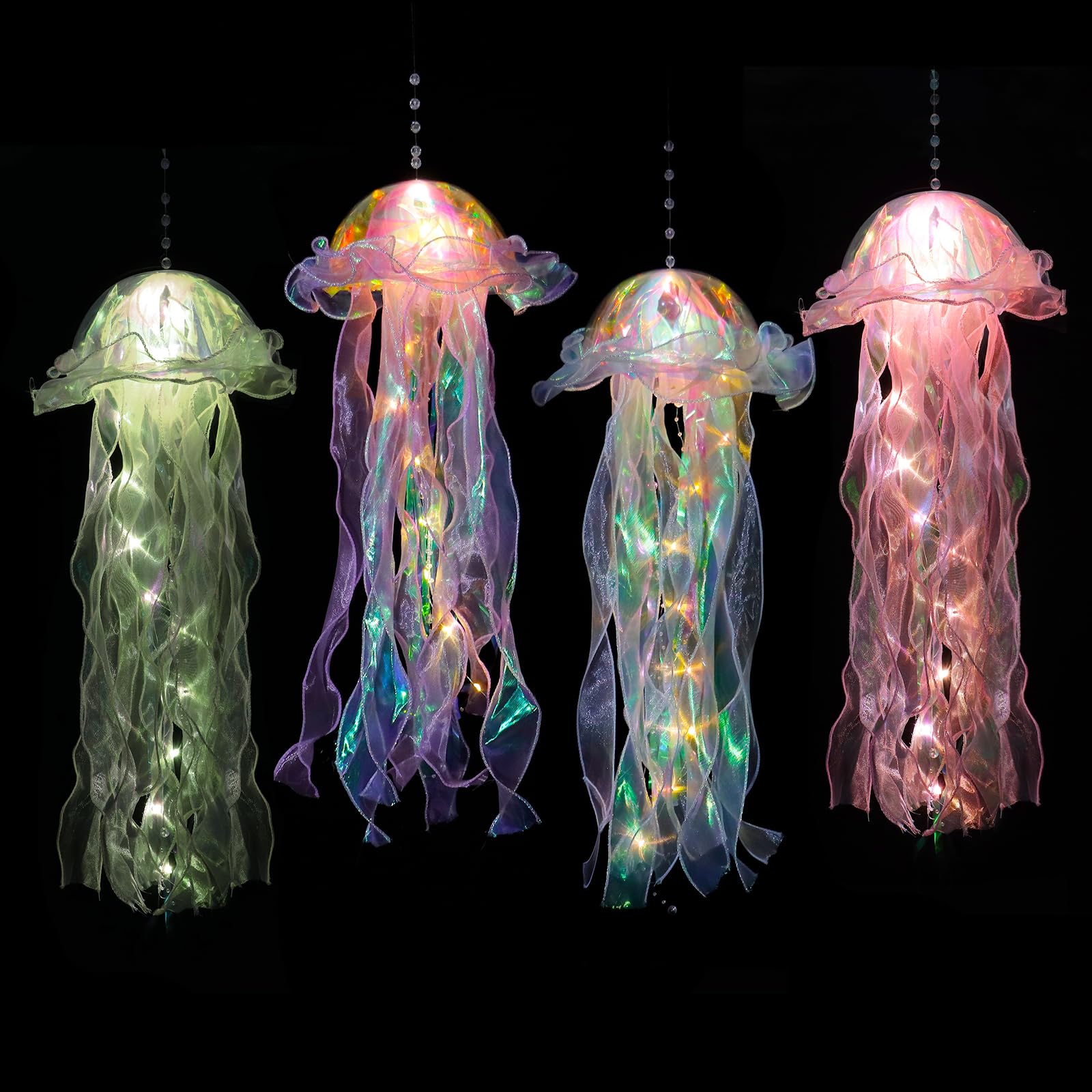 Glitter Iridescent Jellyfish Hanging Decor Jellyfish Kit for Under The Sea Little Mermaid Party Decoration Centerpiece Hanging Jelly Fish Decor Ocean Birthday Wedding Bridal Baby Shower Party Supplies