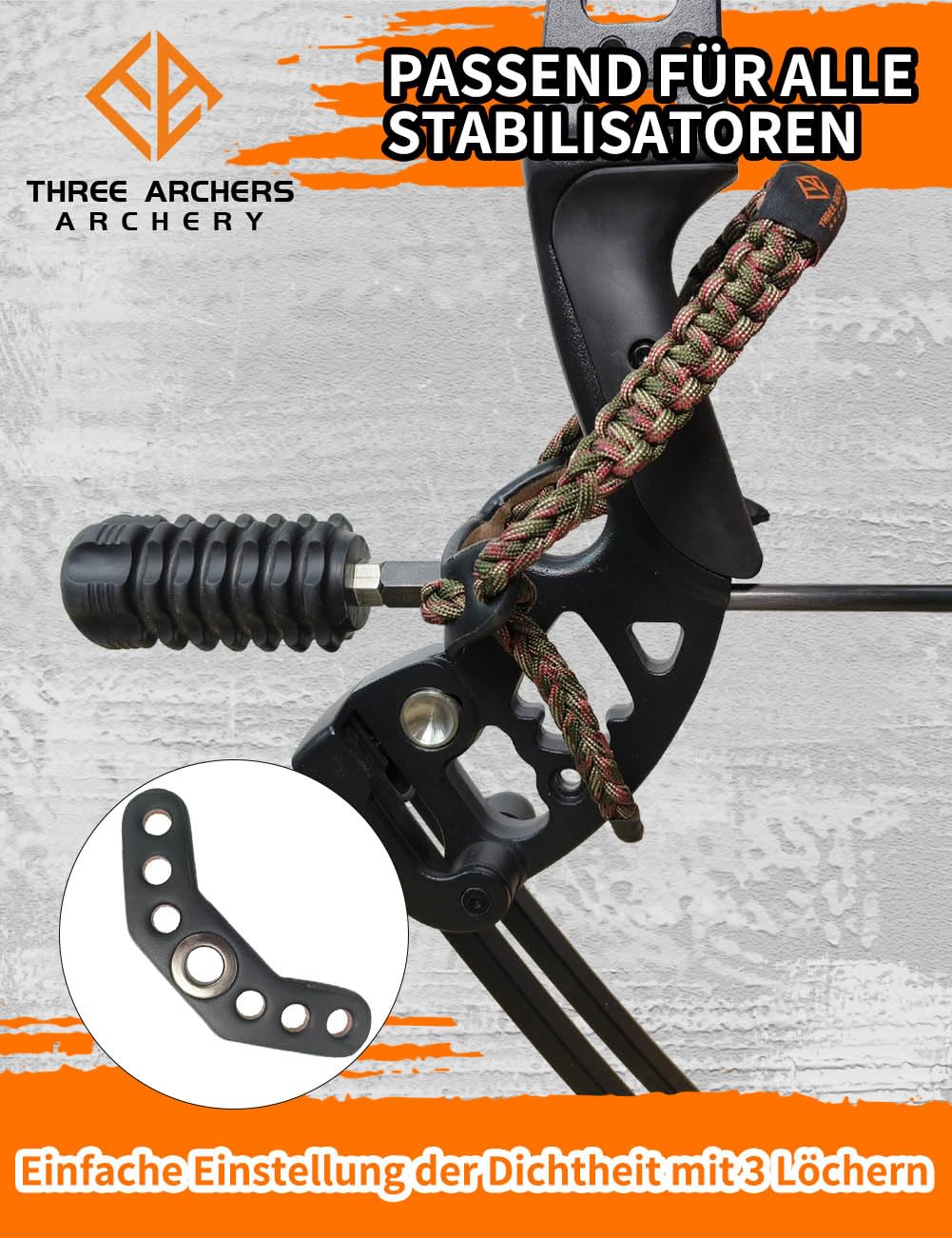 Cinghia Da Polso Per Arco THREE ARCHERS - Regolabile, Paracord, Nero - Foto 2