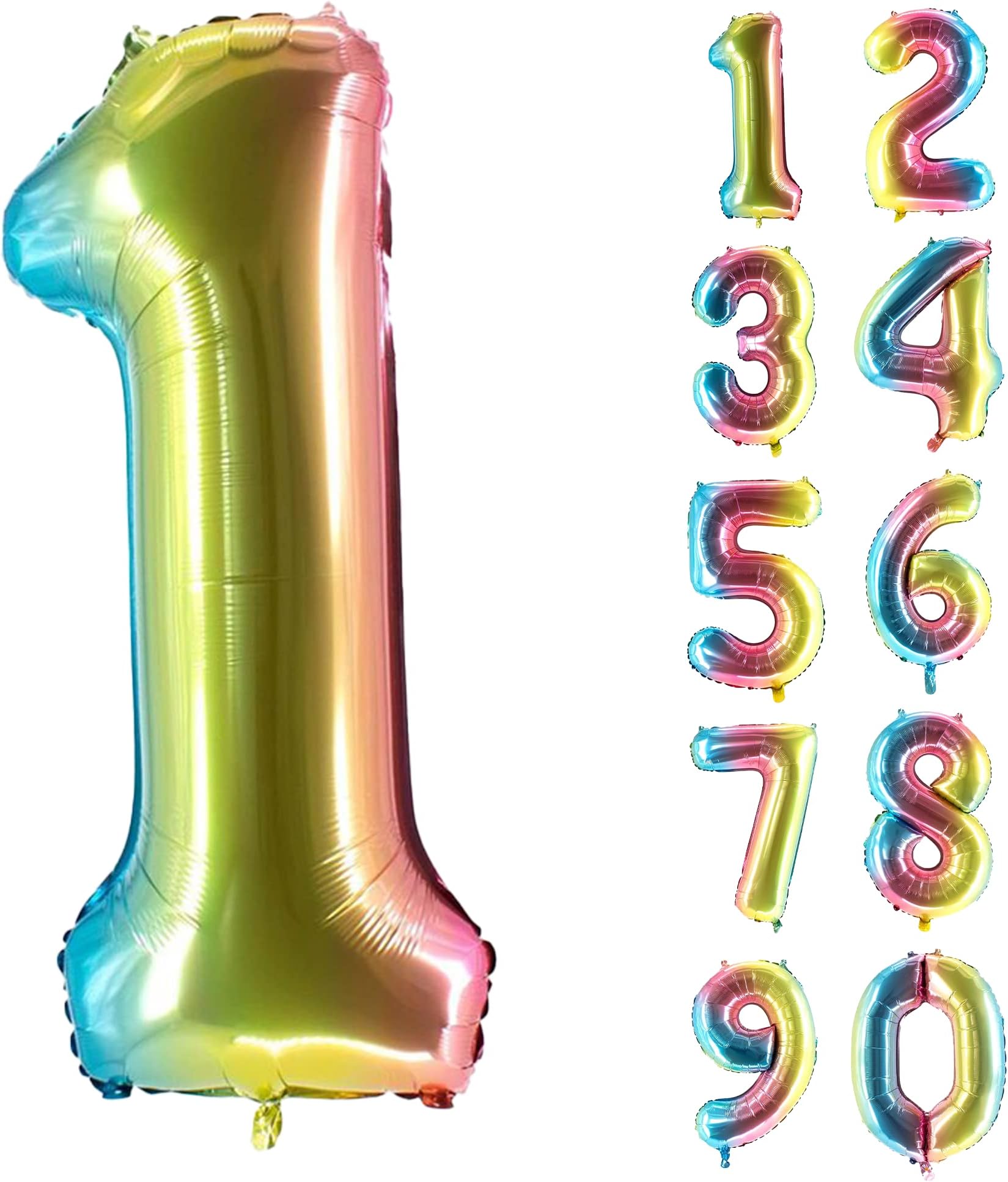 Party Factory XXL Foil Balloon Number 1, Balloon 100 cm, Multicoloured, Birthday, Graduation, Anniversary, Party Balloon, Helium Balloon, Decoration
