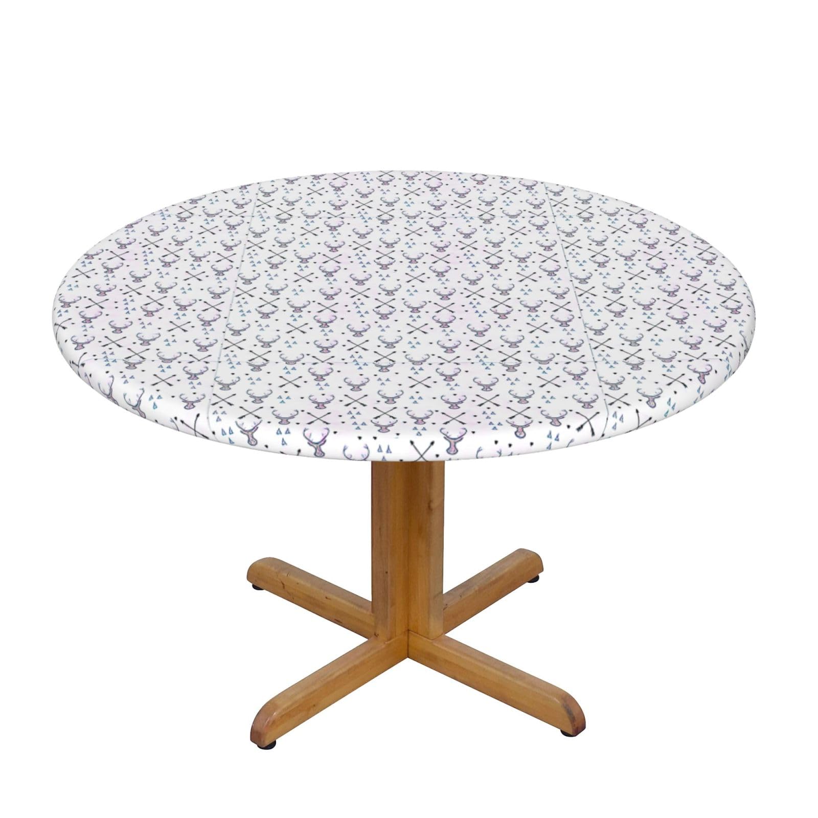 Langhbozdp Hunting Arrows Triangles Deer Print Round Picnic Tablecloth,Elastic edge Table Cover for Dinner,Dining,Camping,Outdoor