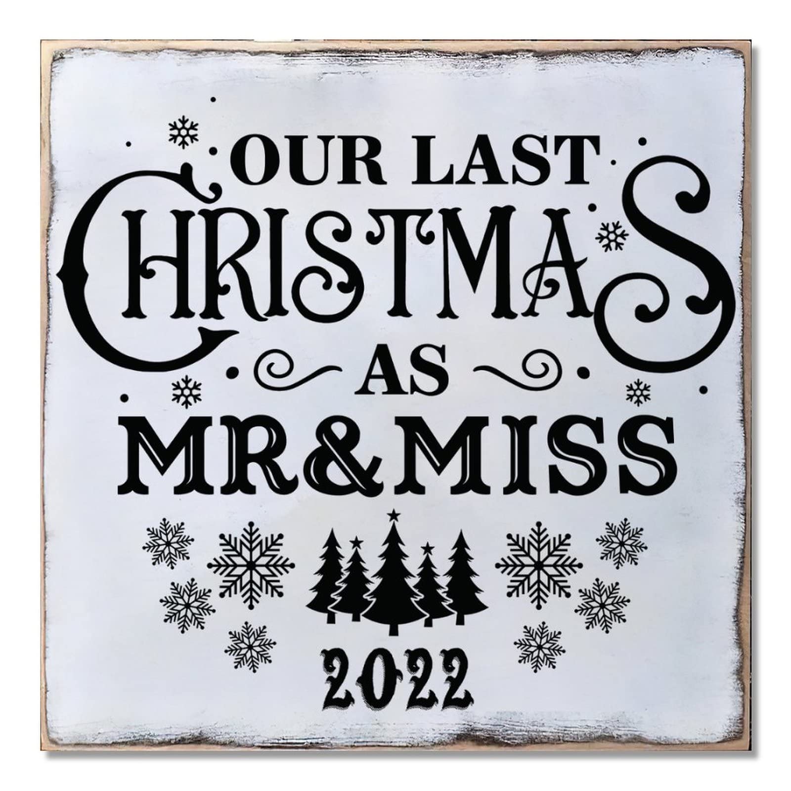 Panneau de Noël en bois pour immortaliser notre dernier réveillon de fiancés