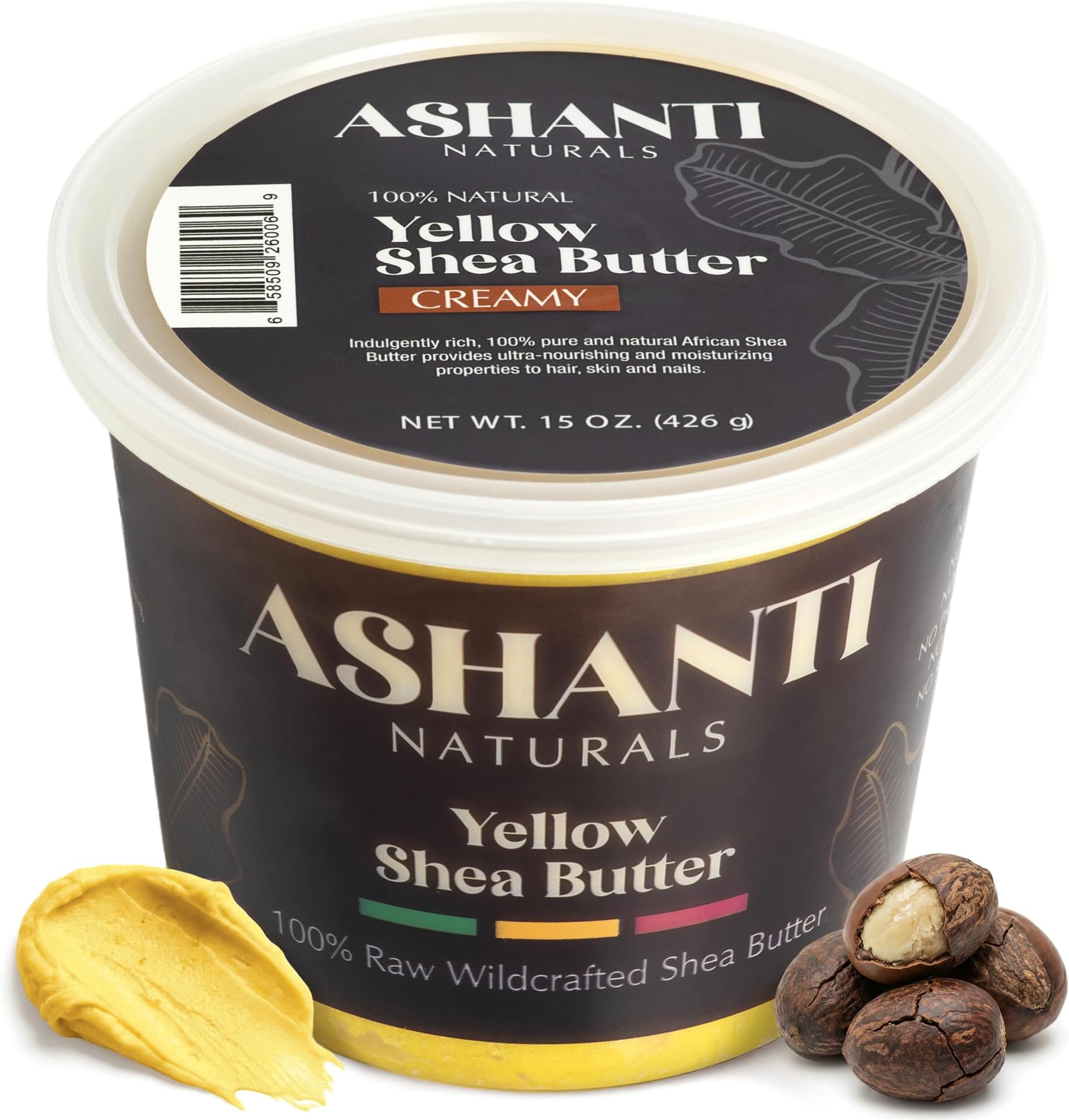 Ashanti Naturals Yellow Raw Shea Butter | Unrefined African Shea Butter | Creamy Moisturizer for Easy Application - 15 oz
