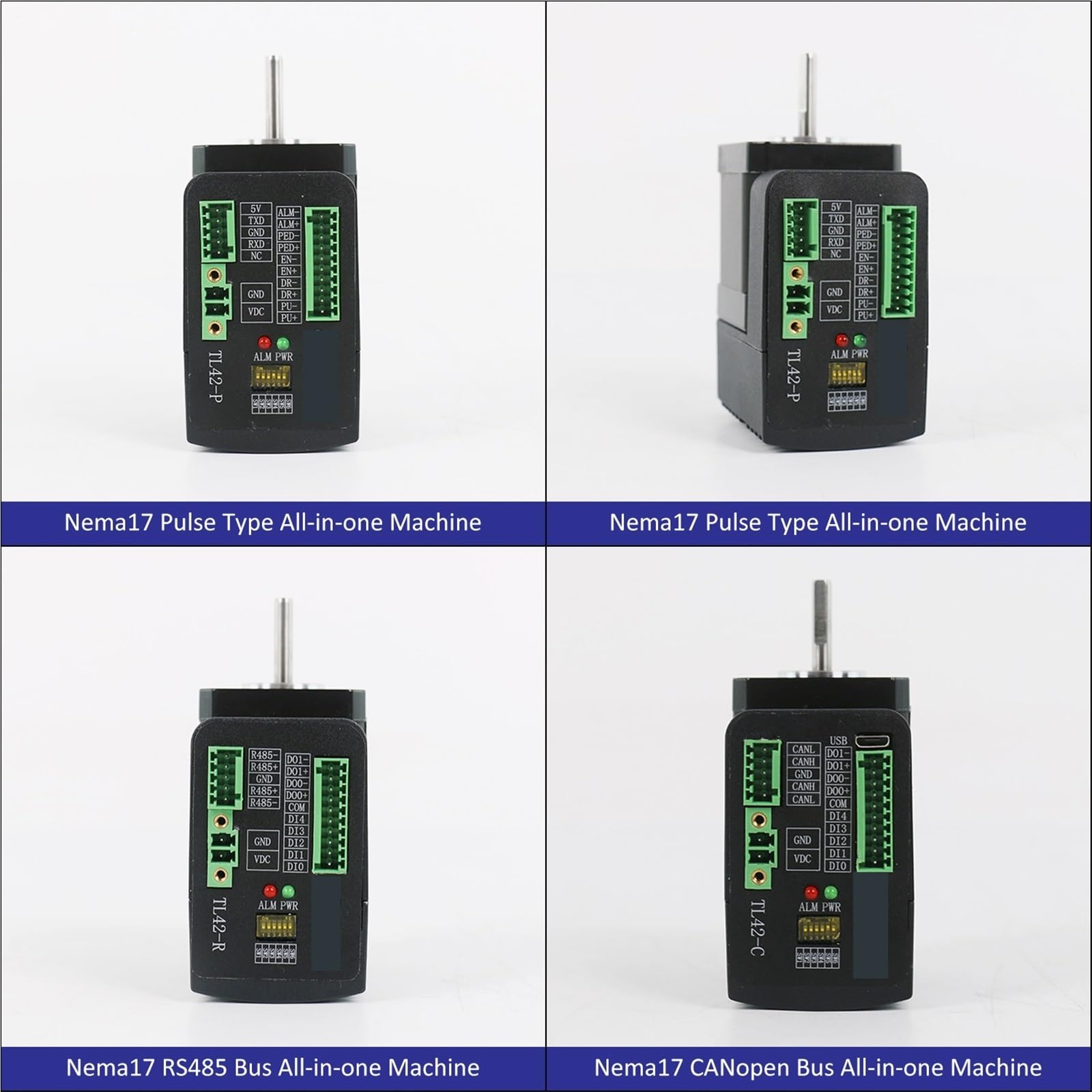 24V 2.5A 0.4N.m/0.8N.m Small Stepper Electronic Starter 2Phase Nema17 Open Loop Integrated Stepper Motors Driver for Robot Machine(Nema17 0.4Nm 5mm,CANopen Model)