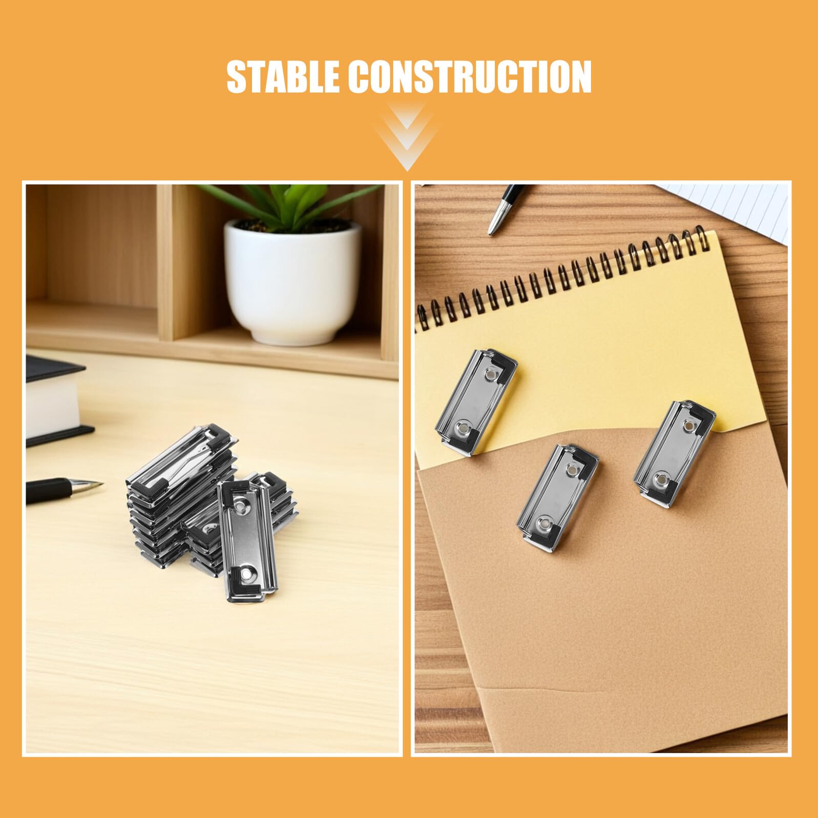 NOLITOY 30 Piezas Clips Metálicos para Carpeta Unidades Pinzas Resistentes con Patas Antideslizantes Clips para Tablero y Documentos Montaje para Oficina Escuela y Hogar