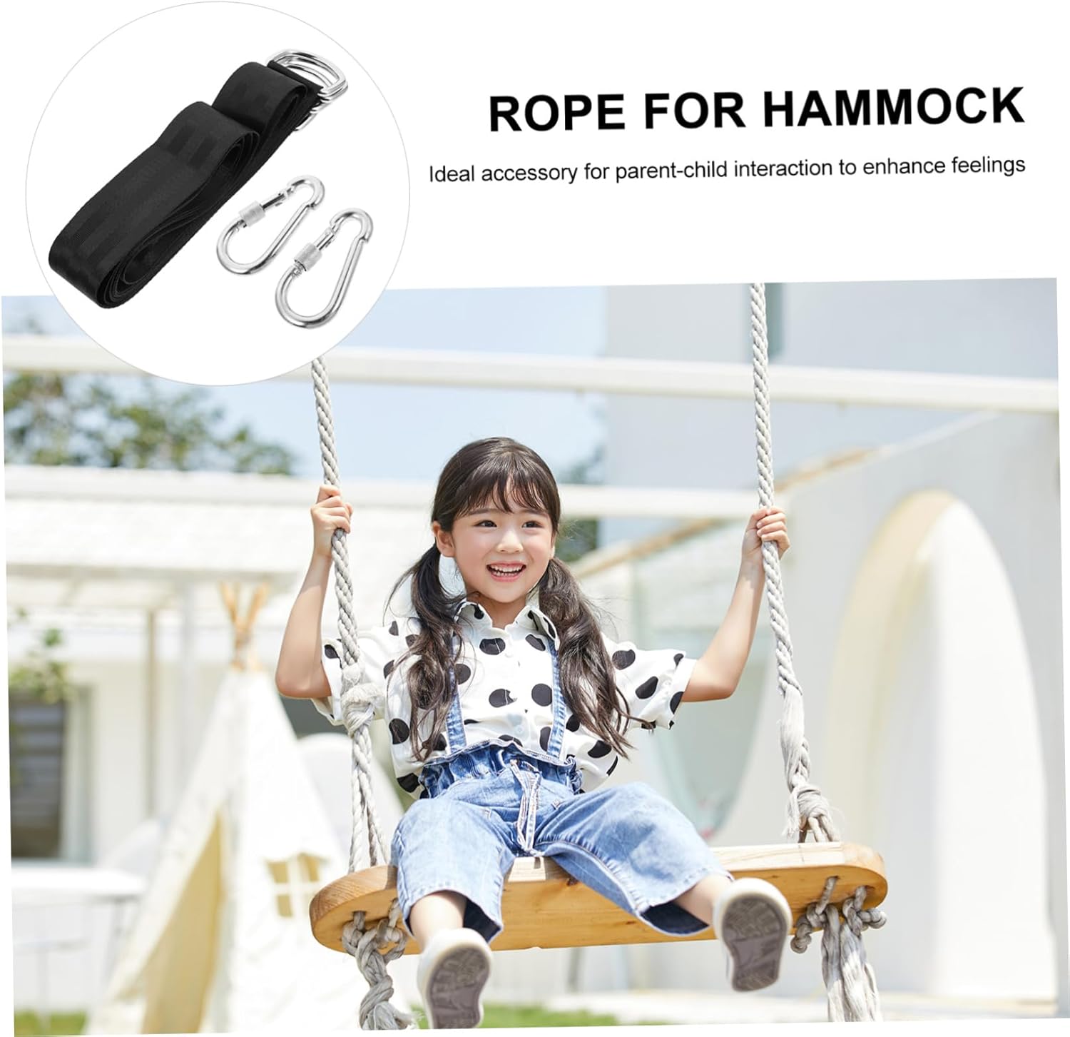 Heavy Duty Swing Hanging Kit with Polyester Straps Carabiner and Ring for Tree Hammock and Playground Use Outdoor Fun and Parent-boy Girl Interaction