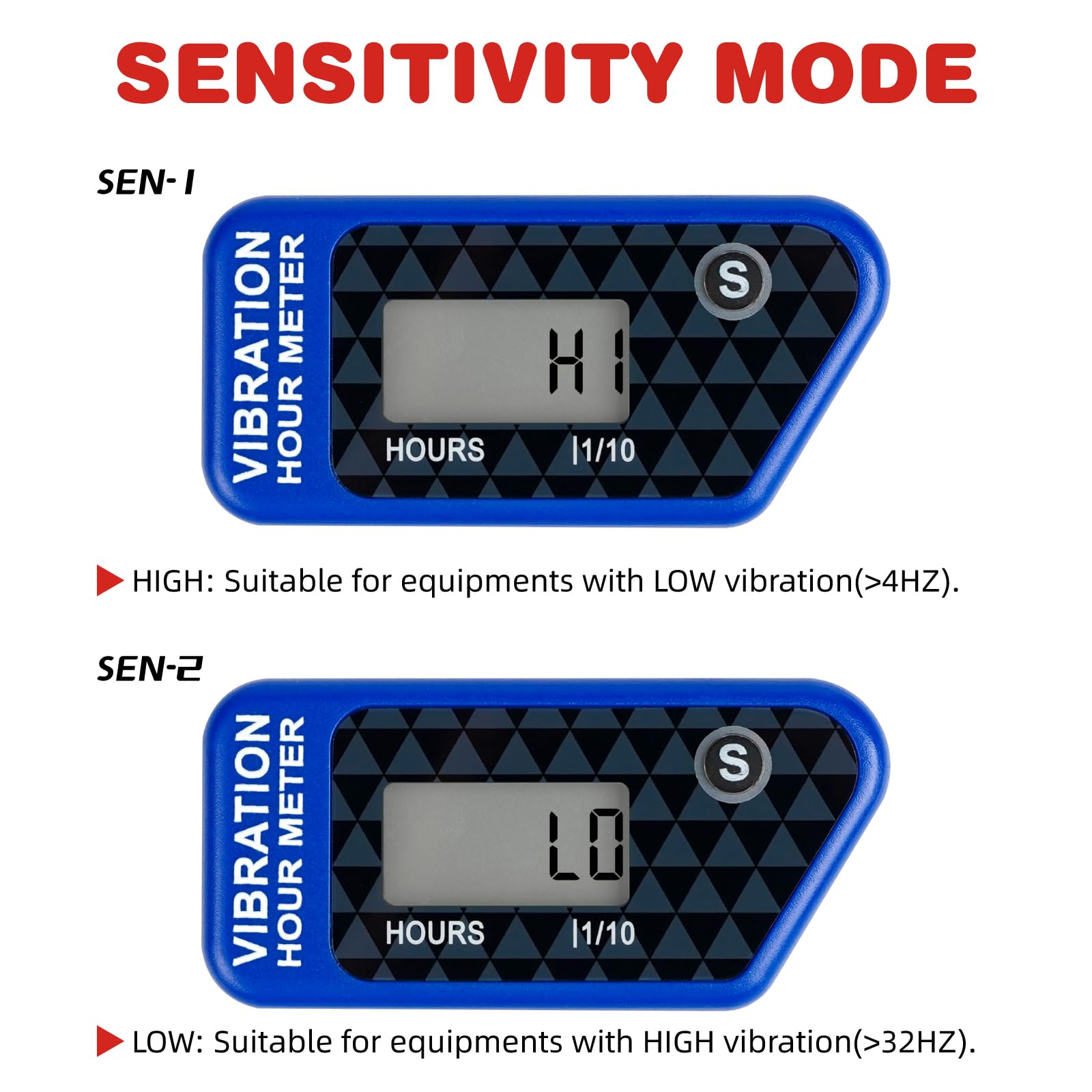 Sans Fil Vibration Compteur Horaire RéInitialisable Minuterie De Maintenance, De L'Utilisateur De L'Utilisateur pour Tondeuse à Gazon TronçOnneuse VéLo Tout-Terrain Moto Marine (bleu)