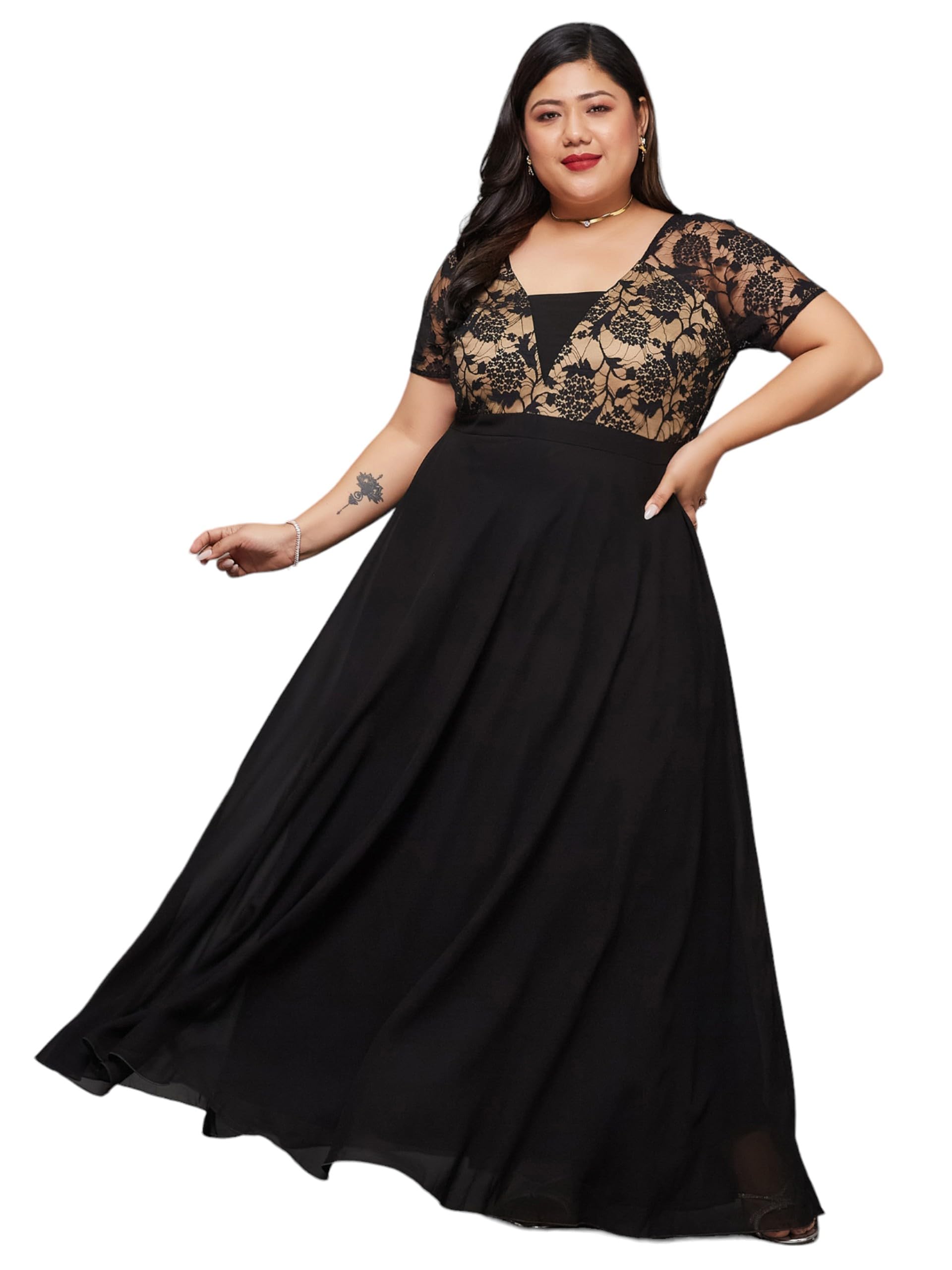 miss chase a+ Women's Georgette Fit and Flare Maxi Dress-picture-34