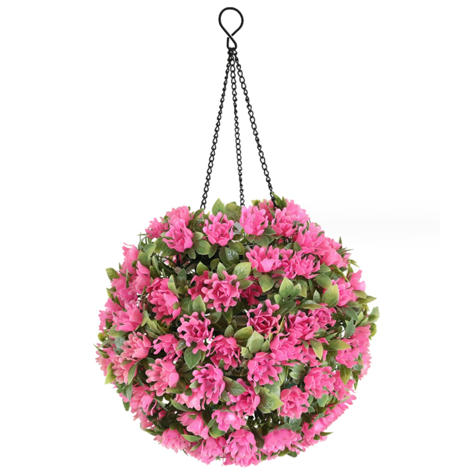 Solar Light Topiary Ball - Artificial Boxwood Hanging Ball for Wedding Garden Decor, Style 4 (8.7x16.7 inch)