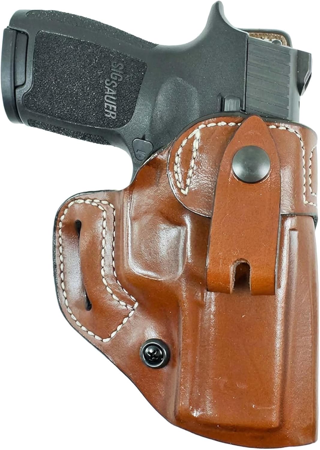 DeSantis Osprey IWB/OWB Gun Holster - IWB and OWB Holster, Leather Pistol Holster for Men and Women, Compatible with SIG P250C, P320C, P320 XCompact - Right Hand Draw, Tan