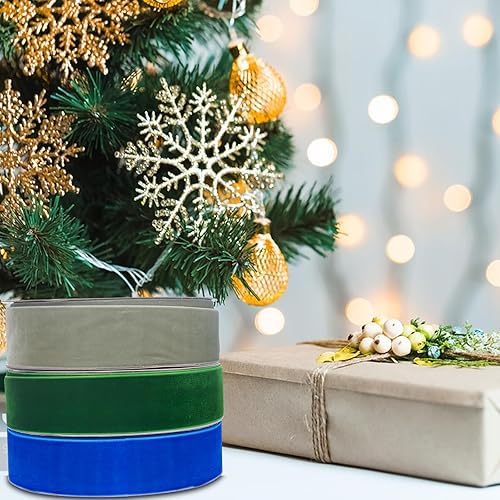 Miniatura 3 de Cinta de terciopelo rojo de 58 pulgadas x 20 yardas para decoración de coronas de árbol de Navidad, manualidades, adornos hechos a mano, envoltura