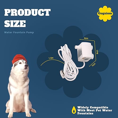 Miniatura 5 de Bomba de fuente de agua para mascotas, bomba de fuente de agua USB de 5 V, con perilla de ajuste, motor sin escobillas de CC, para fuente de