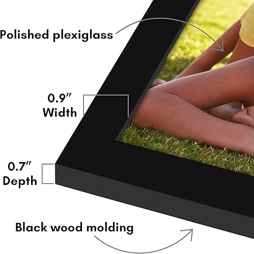 Vista 3 de Americanflat Portarretratos de 12 x 17 pulgadas con plexiglás pulido, marco de fotos color negro, marcos de fotos anchos hechos de madera