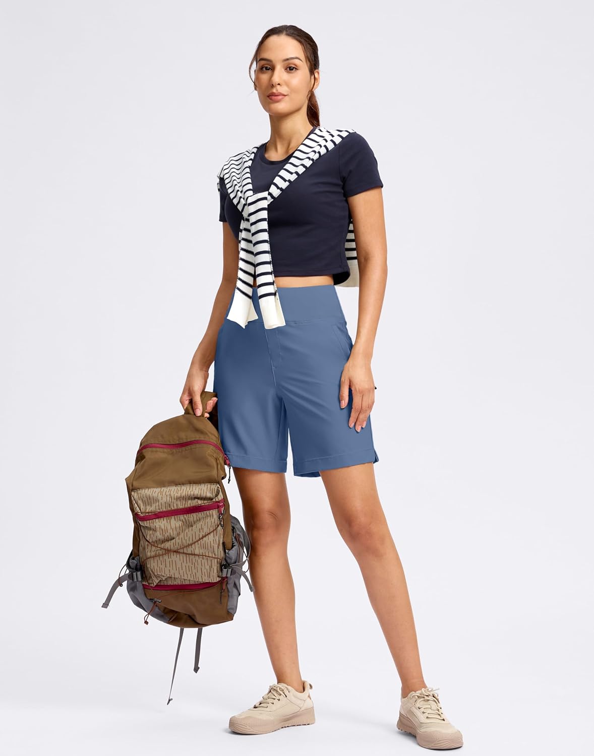 SANTINY Women's 5''/ 7''Hiking Shorts with 3 Zipper Pockets Lightweight Quick Dry Golf Shorts for Women Athletic Walking - Image 7