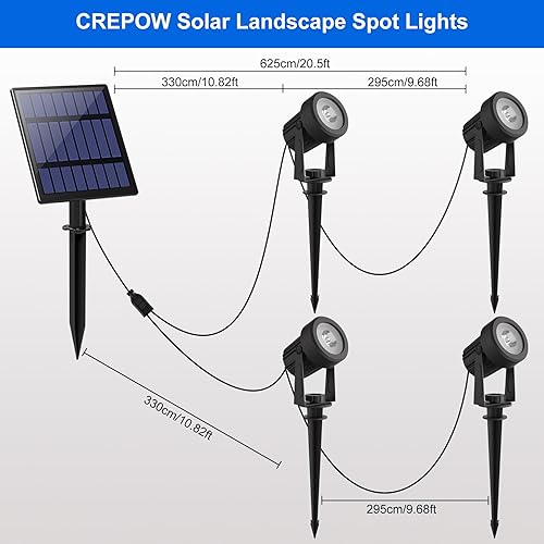 Miniatura 6 de Focos solares para exteriores, foco solar 4 en 1 para paisaje, impermeable, cable de 9.8 pies, 5 W, 3000 mAh, del atardecer al amanecer, luces de