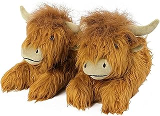 Highland Cow Slippers, Cow Slippers for Women, Unisex Plush Scottish Cattle Slippers, Cute Winter Soft Warm Cattle Slippers, Home Indoor Slippers