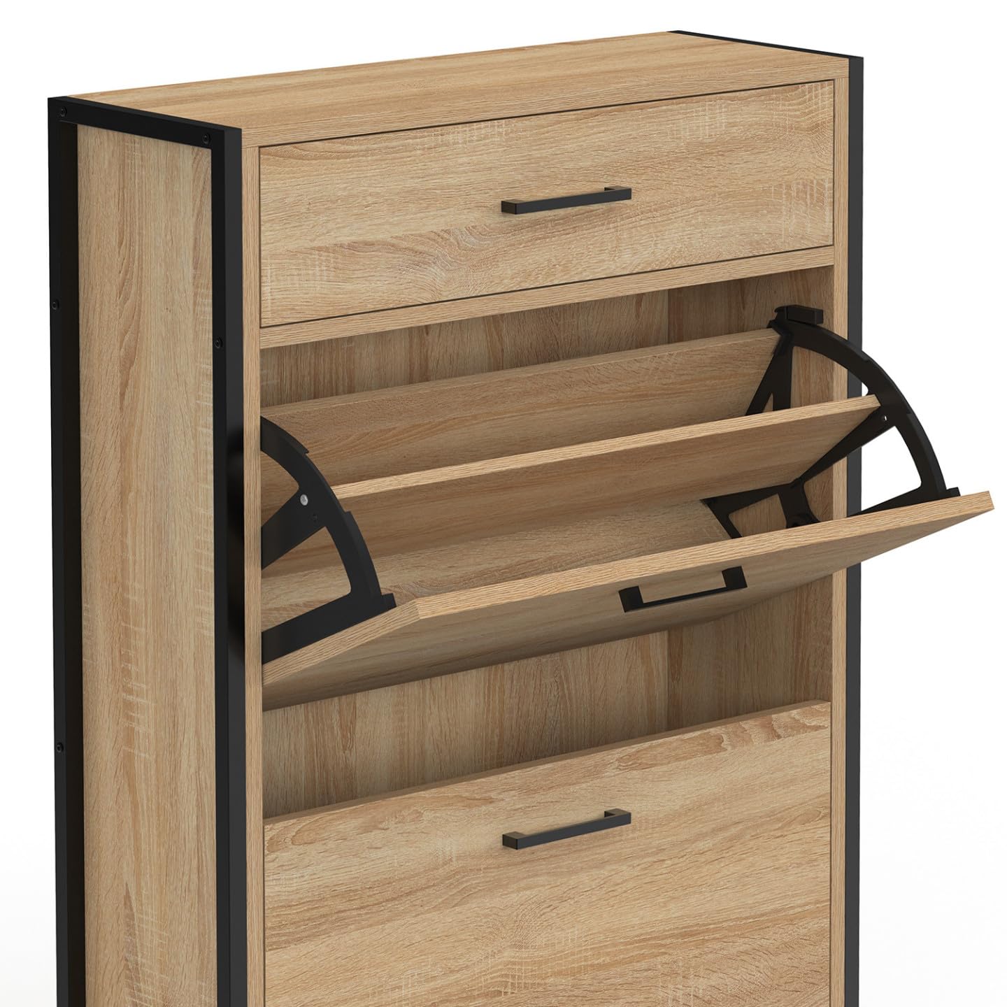 IDMarket - Organizador de zapatos con 2 cajones de 12 piezas LUIS con cajón de diseño industrial