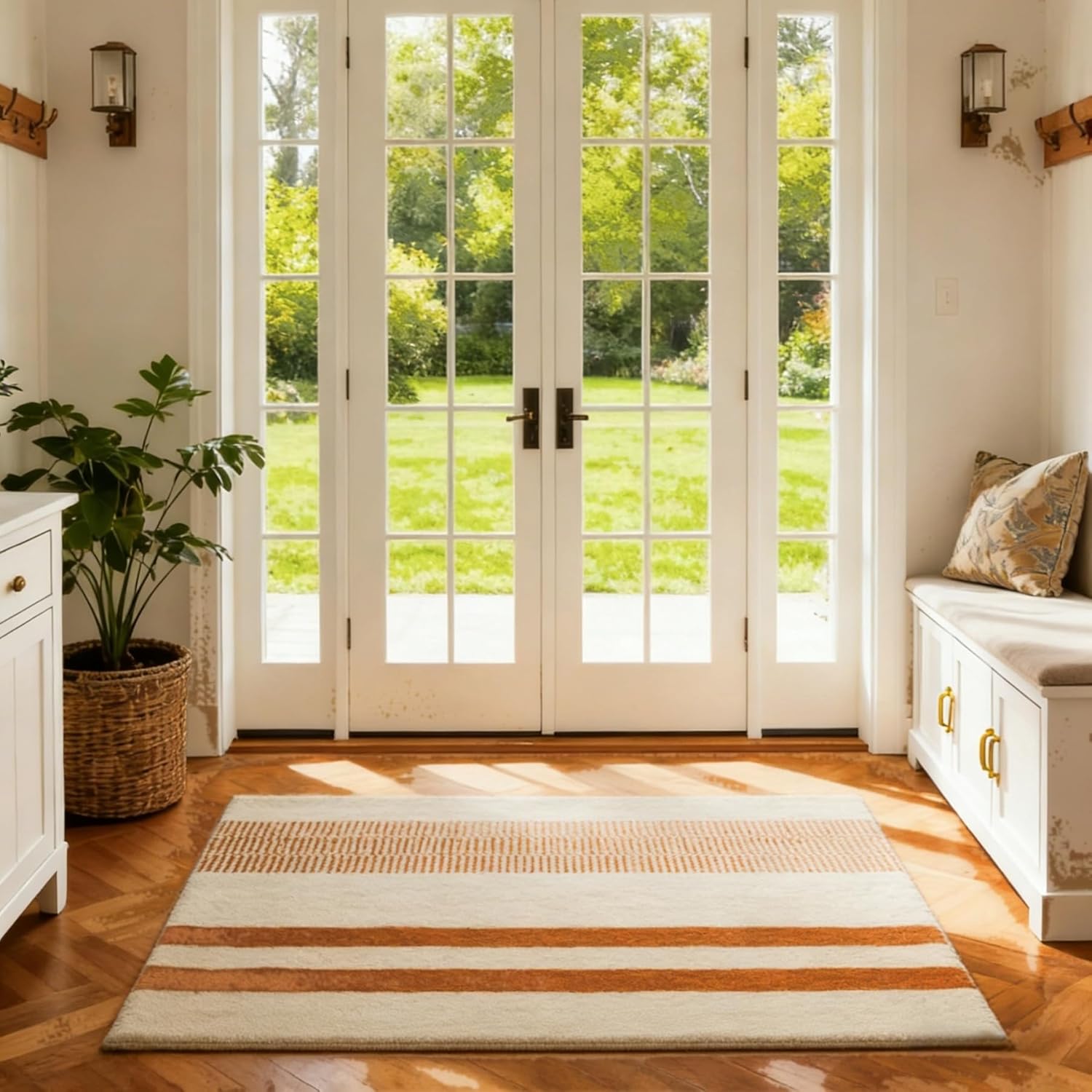 2x3 Washable Doormat, Non-Slip Rug for Front Door, Bathroom & Kitchen - Low Pile Indoor/Outdoor Mat with Rubber Backing, Modern House Design