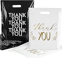 Vista 11 de POPGIFTU Bolsas de agradecimiento negras de 12 x 15 pulgadas con asas, paquete de 100 bolsas de plástico para pequeñas empresas, minoristas