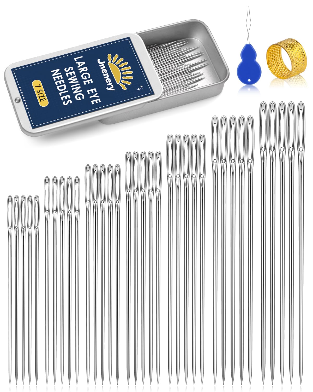 Amazon.com: Jnenery 35Pcs Large Eye Sewing Needles, 7 Sizes