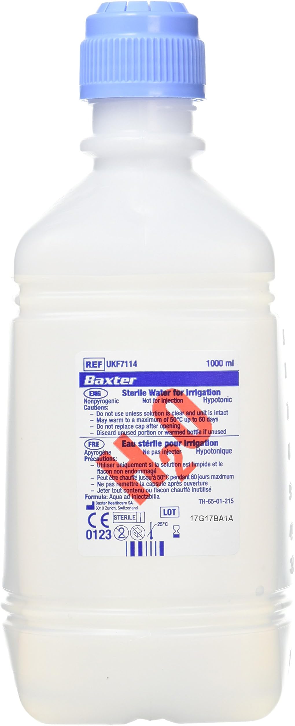 TRF7114 Sterile Irrigation Water, 1 L Capacity, Clear (Pack of 6)