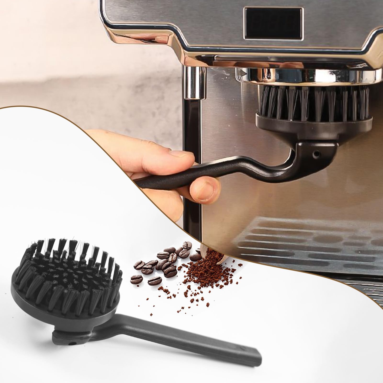 Kaffeemaschine Reinigungsbürste, Runde Kaffeemühlen Brühgruppen Bürste, Abnehmbare Kaffeebürstenmühlenreiniger Bürste Espresso Maschinen Gruppenkopf Reiniger Pinsel für Kopf mit 58mm Durchmesser