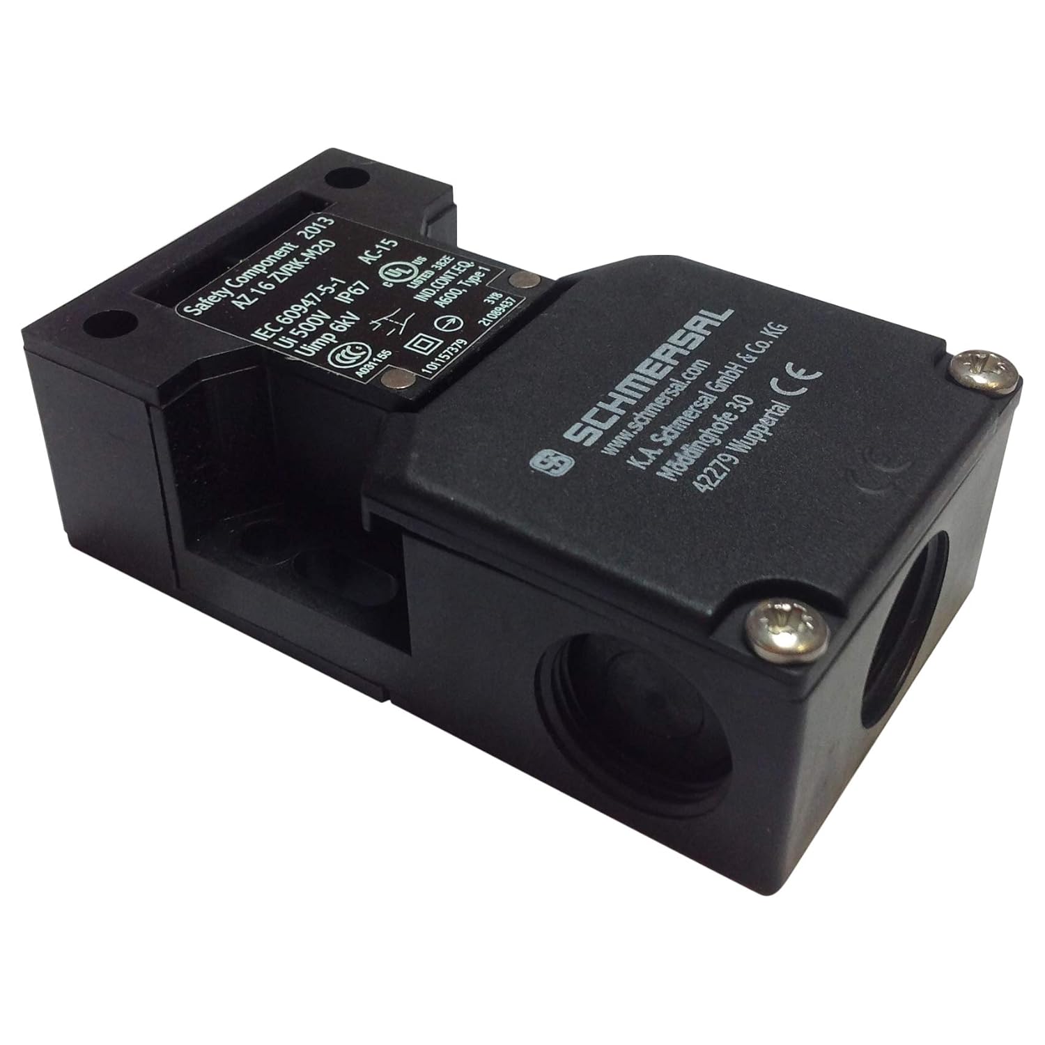 SCHMERSAL AZ16ZVRK-M20 (101157379), 230 VAC / 24 VDC, 30N Latching, 4 AMP, AZ 16 Series, IP67, M20 Cable Entry, Safety Interlock Switch, Screw TERMINALS, Separate Actuator, SPST: 1 NO + 1 NC