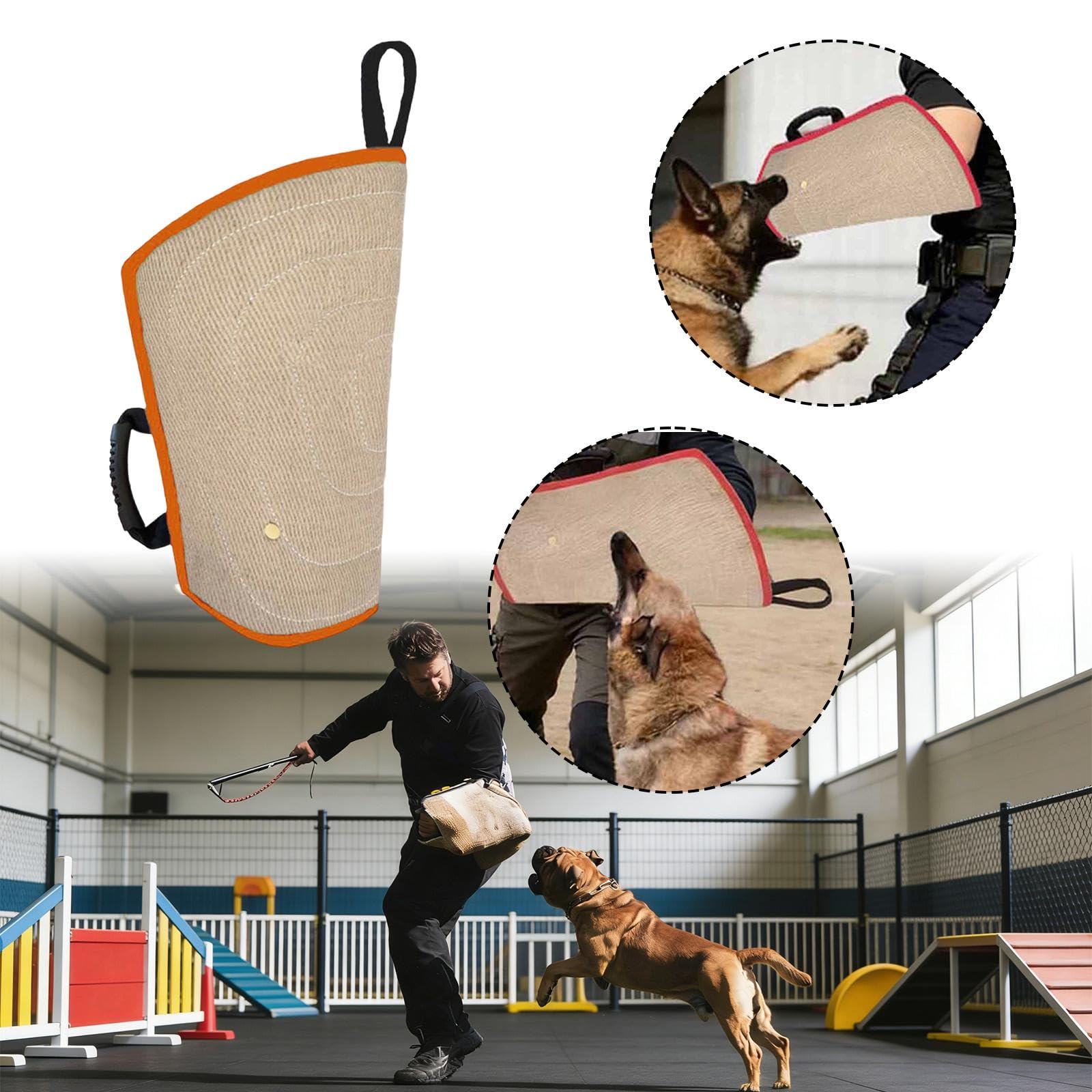 beißschutzhülle für Hunde, Trainingshülle, Hundezubehör für Militärhunde, beißschutz, Hundetrainingsspielzeug, Dickes Jute Canvas, Stabiler Griff, Orange