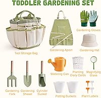 Vista 2 de ROBOTIME Mud Kitchen & Kids Juego de herramientas de jardinería – Cocina de madera al aire libre con fregadero, parrilla y accesorios de simulación