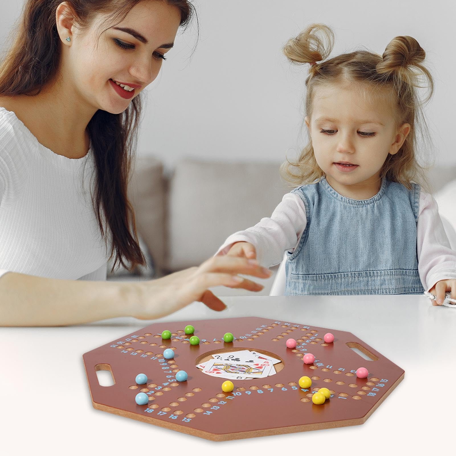 Juego De Mesa Manćała - Madera, Juegos De Cuentas De Tablero De Clavijas, Juego De Juegos De Mesa Jackaroo Multijugador | Entretenimiento Familiar Jue Go De Estrategia Estilo Pinball para Estudiantes