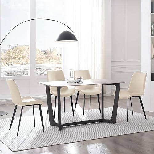 Miniatura 2 de Sillas de comedor, modernas sillas de comedor de piel sintética, sillas de comedor con patas de metal resistentes, asiento tapizado para sala de