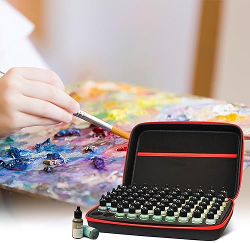 Miniatura 3 de Estuche de almacenamiento de tinta de alcohol, organizador de pintura en miniatura de 60 botellas con bases de espuma y bolsillo interior de