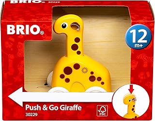 BRIO 30229 Push & Go Giraffe - Niedliches Drück- und Fahrspielzeug in klassicher Optik - Empfohlen ab 12 Monaten