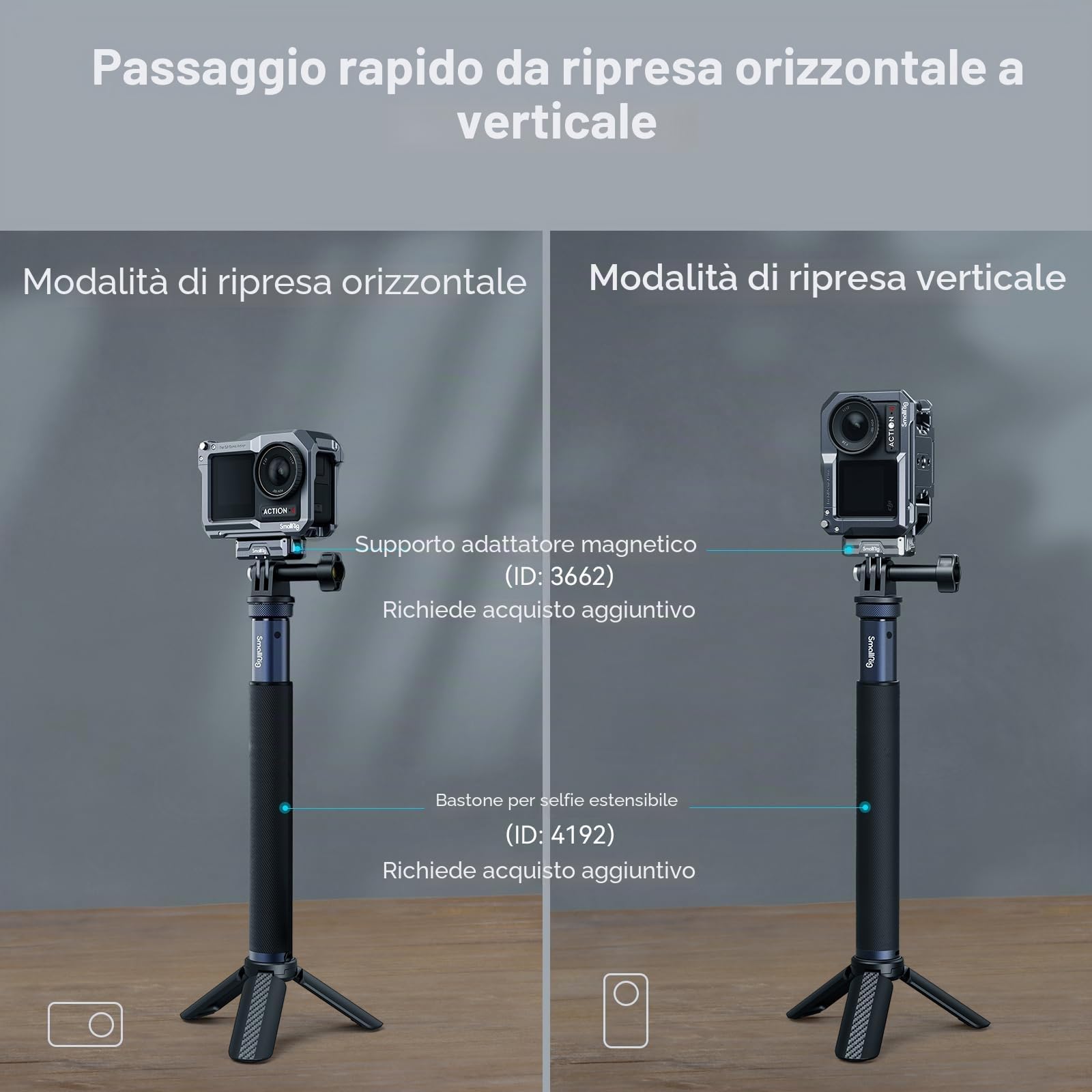 SMALLRIG Action 5 Pro/Action 4 / Action 3 Cage, Lega di Alluminio, Compatibile per DJI Mic, Cornice Protettiva per DJI Osmo Action 4 / Action 3 / Action 5 Pro - 4119C