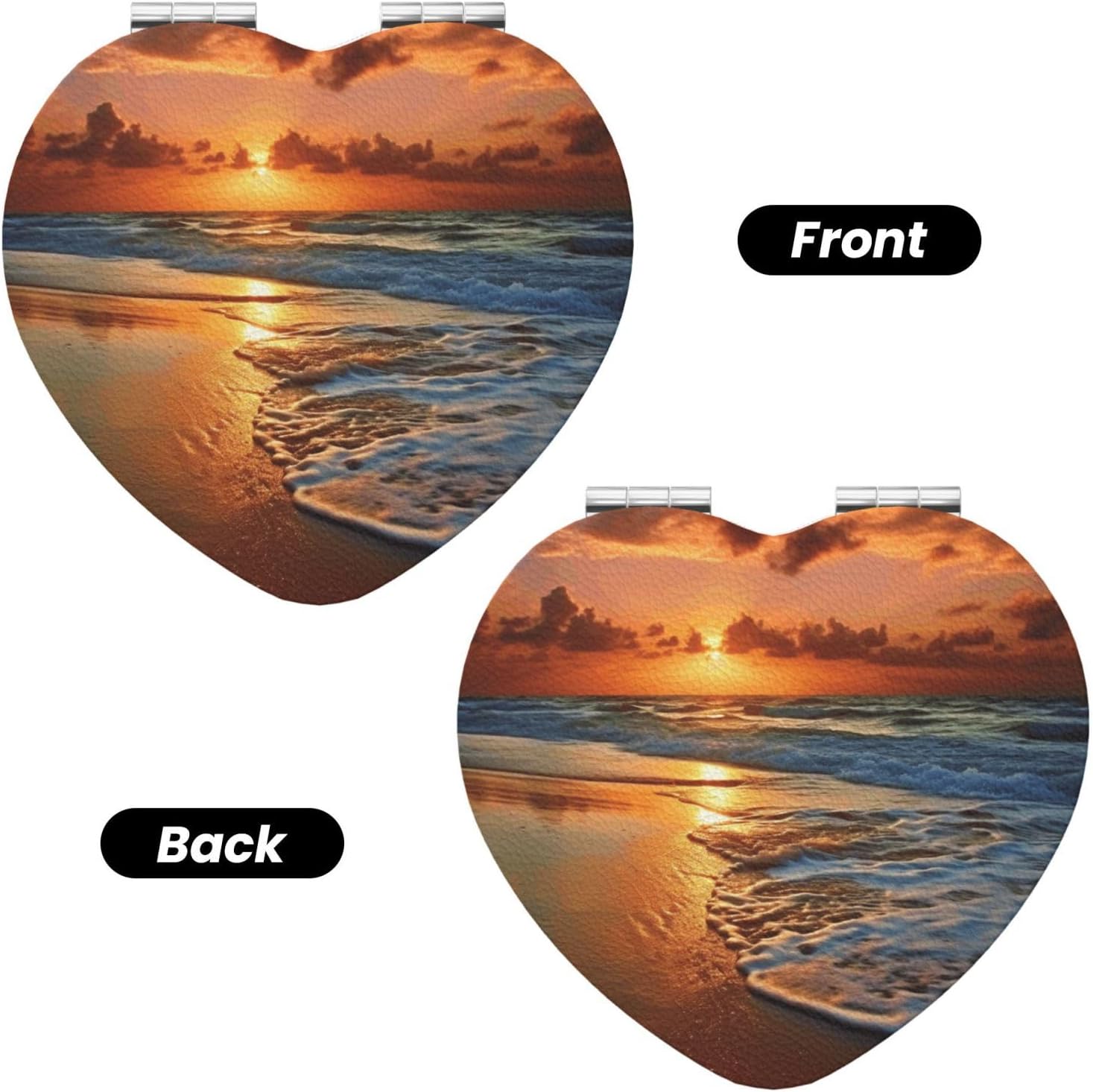 Evening Beach Sea Water Compact Mirror for Purse, Double-Sided 2X/1X Magnifying Mirror for Women Men, Travel Makeup Mirror for Handbag, Handheld Vanity Mirror for Gift image 2