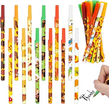 DIYASY 36 Pcs Fall Pens Bulk, Thanksgiving Ballpoint Pen for Adults Retractable Black Ink Gel Pens for Holiday Office Supplies Cute Gifts