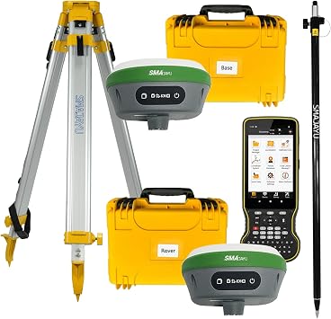SMA26 Plus RTK Rover Base Surveying Equipment, Dual GNSS Receiver with Survey Software, PPK,PPP technology, Tilt Compensation,IP67 Waterproof, BT/WiFi,Ideal for Land, ConstructionInclude Tripod&Pole