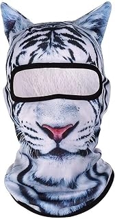 Weiße Tiger-Sturmhaube mit Ohren,Lustige Gesichtsmaske mit 3D-Tiermotiv,Atmungsaktive Fahrrad-Gesichtsmaske,Motorrad-Sturmhaube mit UV-Schutz für Outdoor-Aktivitäten Wie Wandern Reiten Angeln