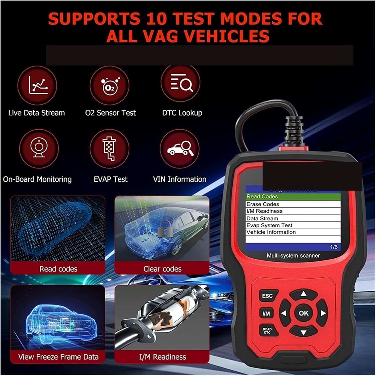 車診断ツール OBD2 スキャナー フルシステム コード リーダー ABS EPB TPMS DPF OBD2 コード  【携帯】