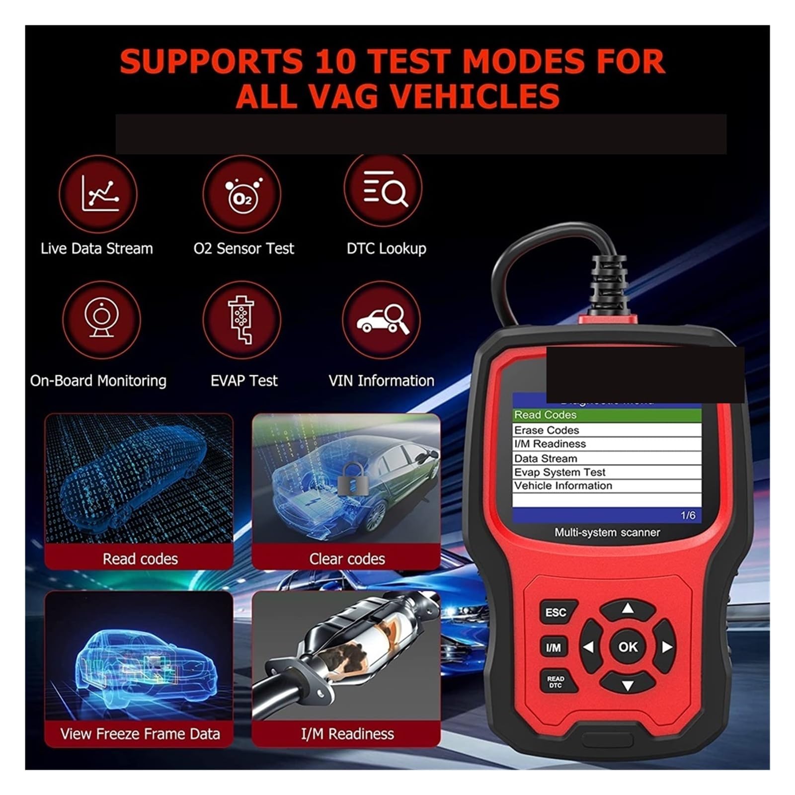 Narzędzia diagnostyczne VD700 Skaner OBD2 Pełny system Czytnik kodów ABS EPB TPMS DPF,Przyjazny dla użytkownika