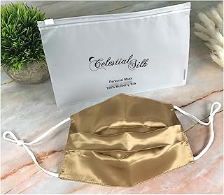 Celestial Silk Pleated 22 Momme Silk Face Mask Reusable and Washable Mouth Cover with Adjustable Ear Loops