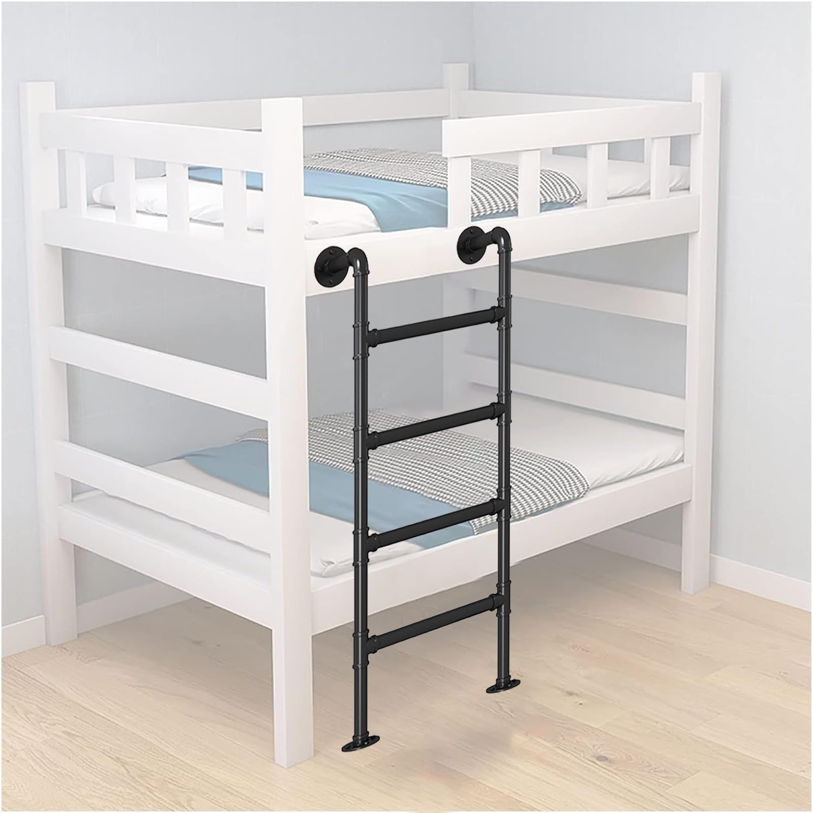 Wall Mounted Ladder, Bunk Loft Ladder Black Wrought Iron 100-300cm Wall Mounted Heavy Duty(140cm/55in)