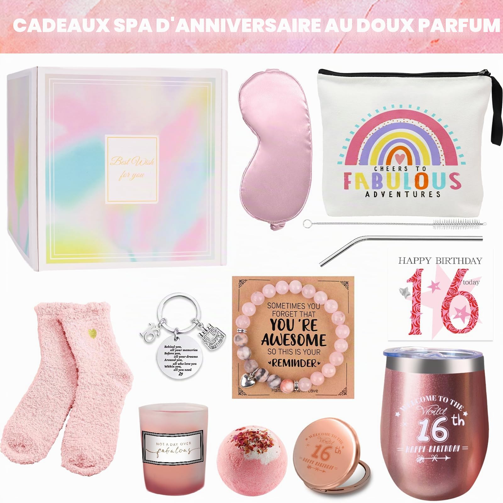 Cadeau d'anniversaire 16 ans pour filles, panier cadeau unique pour elle, meilleure amie, sœur, fille, nièce, petite-fille née en 2010