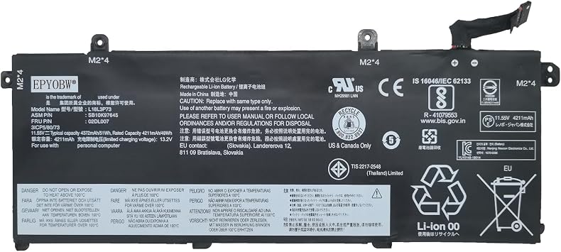L18L3P73 Laptop Battery 51Wh Compatible with Lenovo ThinkPad T490 T495 P43S / ThinkPad P14s Gen 1 / P14s Gen 2 / T14 Gen 1 / T14 Gen 2 Series L18M3P73 L18M3P74 L18M4P73 L18C3P72 L18C3P71