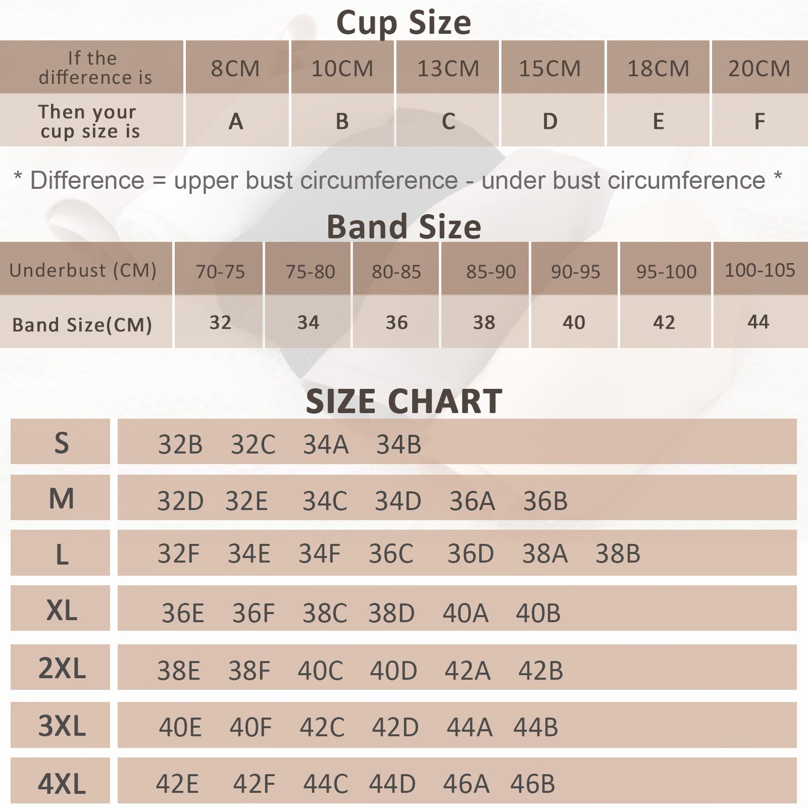 Deep V - Reggiseno senza fili da donna, supporto confortevole, senza cuciture, morbido, imbottito, in gelatina, per seni piccoli e grandi, bralette liscia con estensione extra, nero e beige