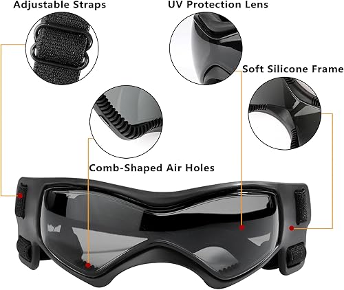 Miniatura 2 de QUMY Gafas de sol para perros con protección UV para perros de razas pequeñas a medianas, gafas de sol para perros, resistentes al viento, antivaho,