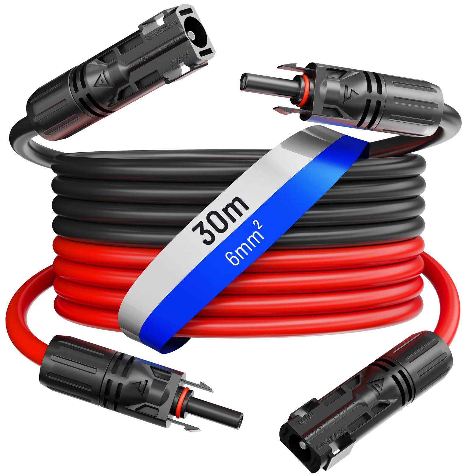 HB-DIGITAL Kabel solarny o długości 30 m, 6 mm², kabel przedłużający, para kabli do instalacji fotowoltaicznych, H1Z2Z2-K z wtyczką solarną 1500 V, moduł solarny, kabel połączeniowy, elastyczny,