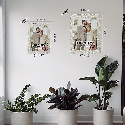Miniatura 9 de UFAIRV Portarretratos de metal retro de 8 x 10 pulgadas, marco de fotos de boda, con herramienta de instalación, marcos antiguos europeos,