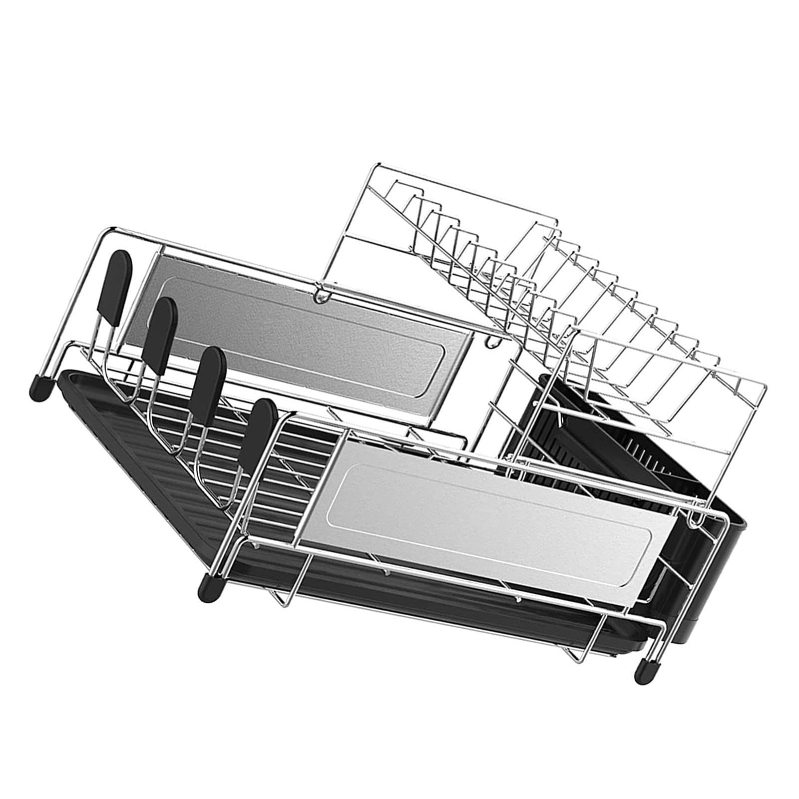 Escurridor de Platos Soporte para Vajilla Estante Portacubiertos Portavasos Base Removible Estructura de Acero Inoxidable Adecuado para Secado Utensil
