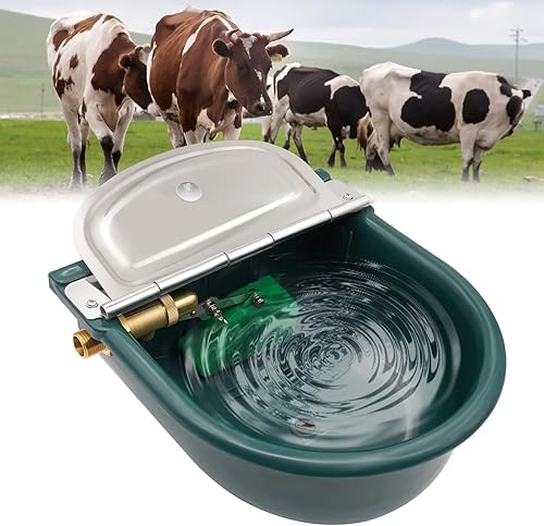 MINYULUA Bebedero automático con válvula de flotación de latón y tapón de drenaje, cuenco de agua grande para perros, caballo, ganado, cabra, vaca,