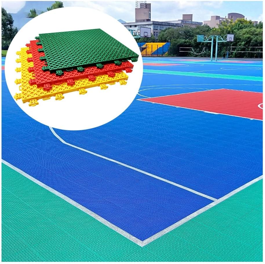 Floor Tiles Modular Interlocking Floor Tiles, Outdoor Basketball Court Kindergarten School Sports Floor, Easy to Install,Grey-10PCS